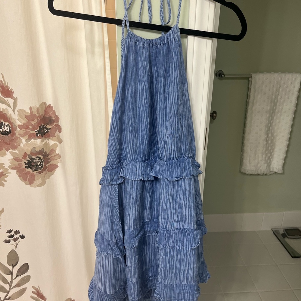 Lulus Blue Ruffled Halter Dress